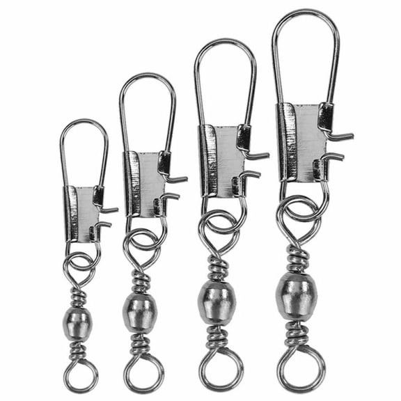 100 PCS Fishing Barrel Swivel Pin Connector Rings Ball Bearing Interlock Snap