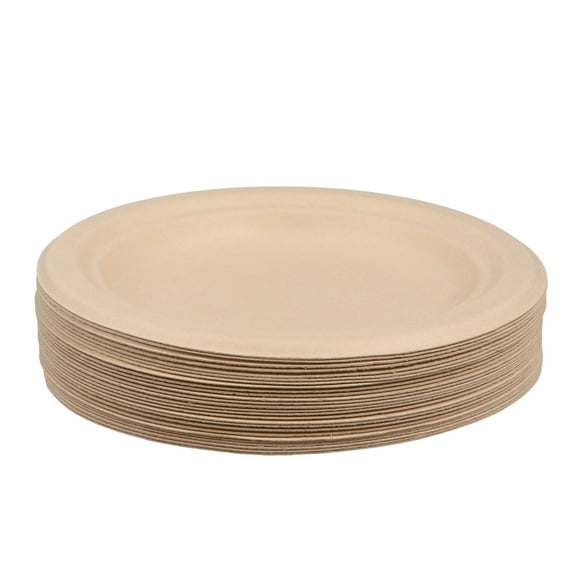 Tineasur Biodegradable Beige Appetizer Trays, 100 Count Disposable Party Plates for Social Events, Gatherings & Outdoor Celebrations
