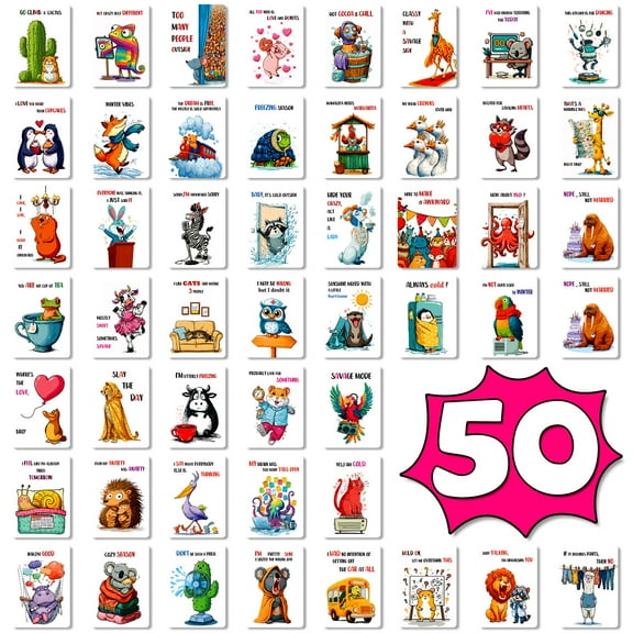 100 PCS Funny Message Cards – Cartoon English Interaction Notes for Thank You, DIY Gifts & Business Use