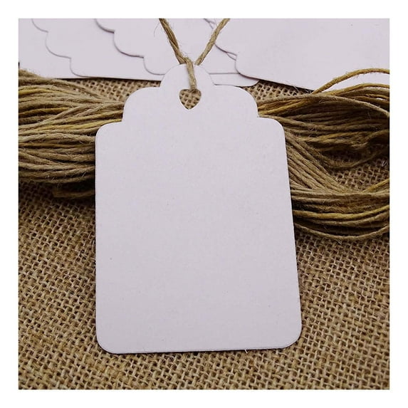 100 PCS Gift Tags Rectangular Shape White Card Paper Bonbonniere Wedding Favor Tags with Free Natural Jute Twine