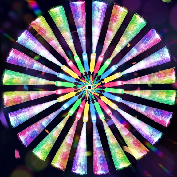 100 PCS Glow Fiber Wands Sticks, LED Light Wands, in The Dark Party Supplies, Optic Flashing Wand Stick for Party, Wedding, Halloween & New Yr