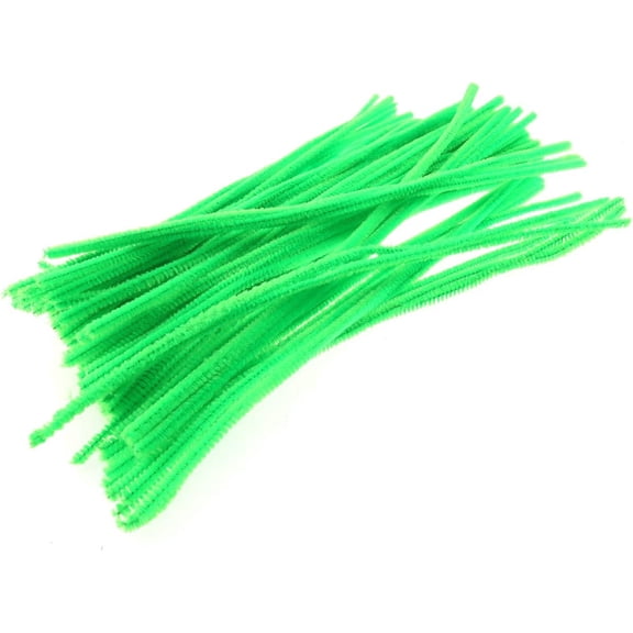 100 PCS Green Fuzzy Chenille Stems Pipe for Arts and Crafts Handmade DIY Twisting Rods