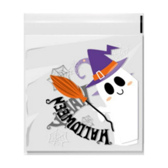 100 PCS Halloween Cellophane Treat Bags, Self Adhesive Clear Cookie and Candy Bags Trick or Treating, Small Goodie Gift Ziplock Bag Bulk for Halloween Party Favors Supplies 8 Designs