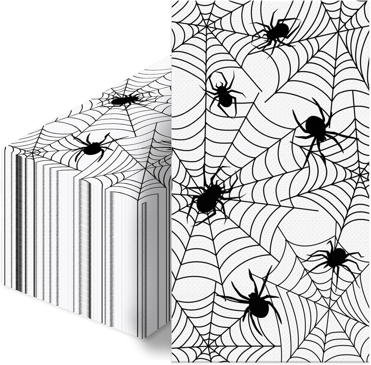 100 PCS Halloween Napkins - Spider Webs Design, Cocktail Disposable Paper Napkins, Decorative Dinner Hand Napkin for Festival Birthday Party Decoration