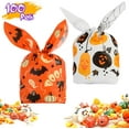 thumbnail image 1 of 100 PCS Halloween Treat Bags Candy Bags, Kids Trick or Treat Bags Goodie Bags, Cute Rabbit Ear Small Halloween Cookies Plastic Gift Bags for Halloween Party Decoration Supplies, 1 of 7