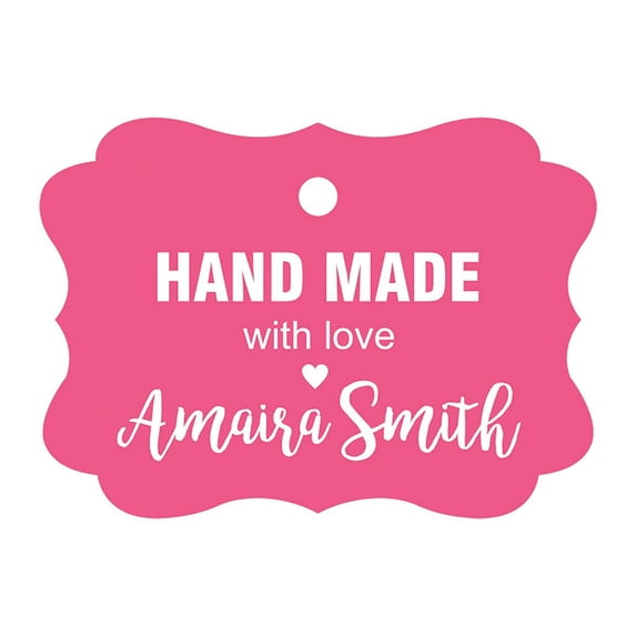 100 PCS Hand Made With Love Custom Made Hang Tags Personalized Wedding Favor Gift Paper Tags
