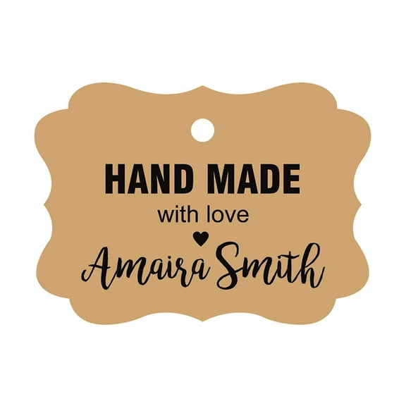 100 PCS Hand Made With Love Custom Made Hang Tags Personalized Wedding Favor Gift Paper Tags