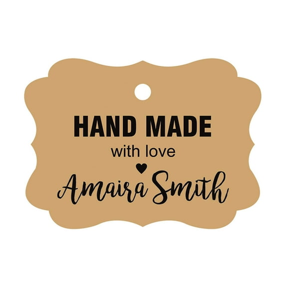100 PCS Hand Made With Love Custom Made Hang Tags Personalized Wedding Favor Gift Paper Tags