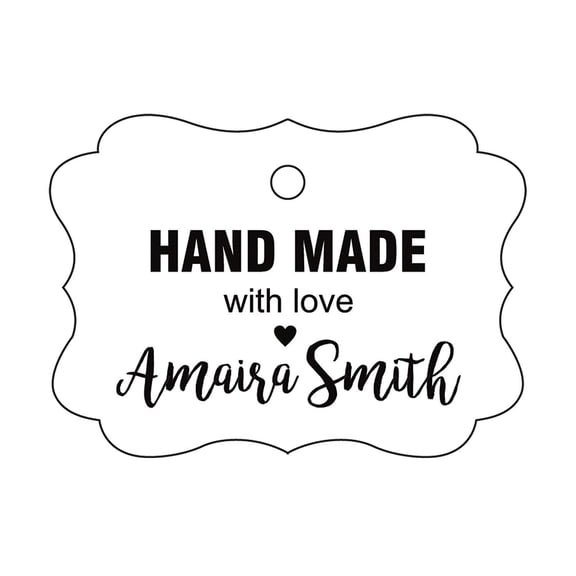 100 PCS Hand Made With Love Custom Made Hang Tags Personalized Wedding Favor Gift Paper Tags