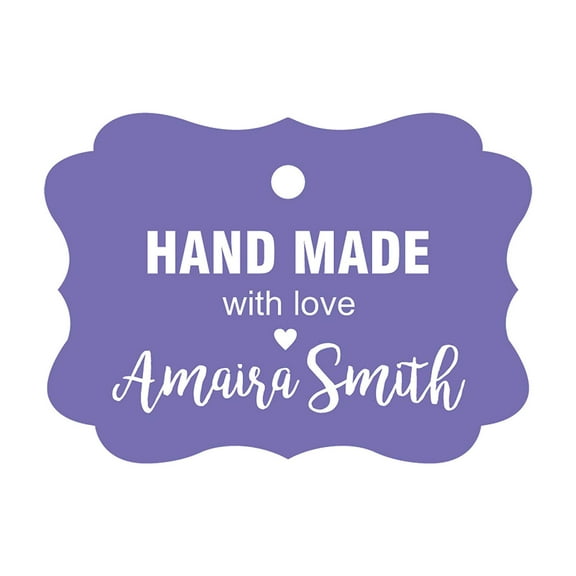 100 PCS Hand Made With Love Custom Made Hang Tags Personalized Wedding Favor Gift Paper Tags