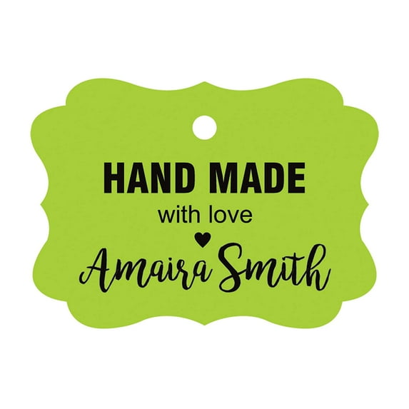 100 PCS Hand Made With Love Custom Made Hang Tags Personalized Wedding Favor Gift Paper Tags