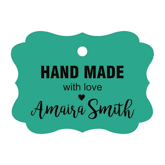 100 PCS Hand Made With Love Custom Made Hang Tags Personalized Wedding Favor Gift Paper Tags