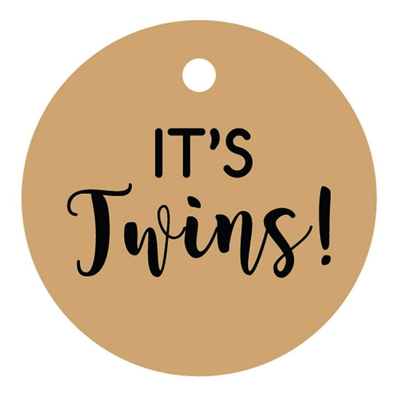 100 PCS It's Twins Cricle Baby Shower Hang Tags Baby Shower Favor Gift Paper Tags