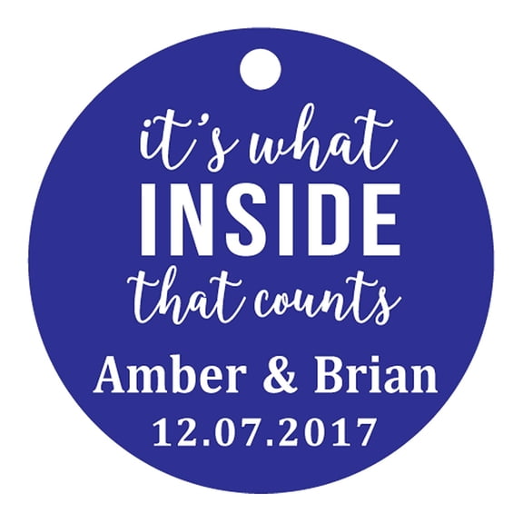 100 PCS It's What Inside That Counts Custom Gift Paper Tags Personalized Round Wedding Favor Hang Tags