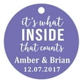 thumbnail image 1 of 100 PCS It's What Inside That Counts Custom Gift Paper Tags Personalized Round Wedding Favor Hang Tags, 1 of 1