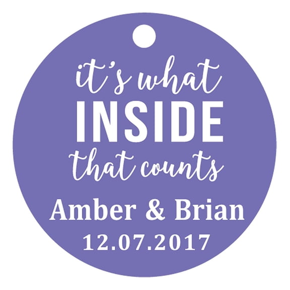 100 PCS It's What Inside That Counts Custom Gift Paper Tags Personalized Round Wedding Favor Hang Tags