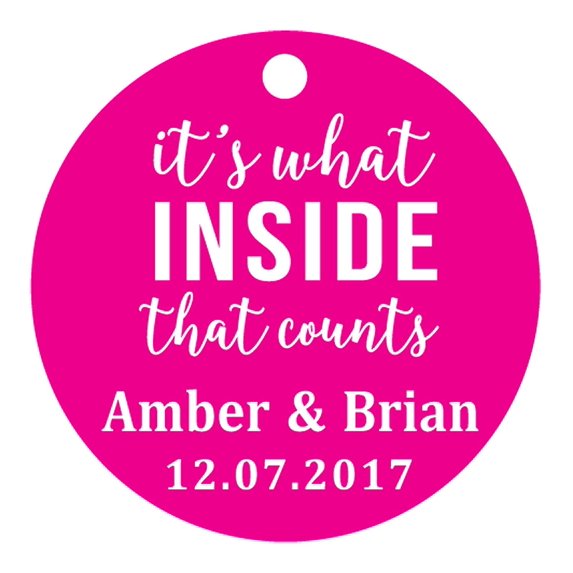 100 PCS It's What Inside That Counts Custom Gift Paper Tags Personalized Round Wedding Favor Hang Tags