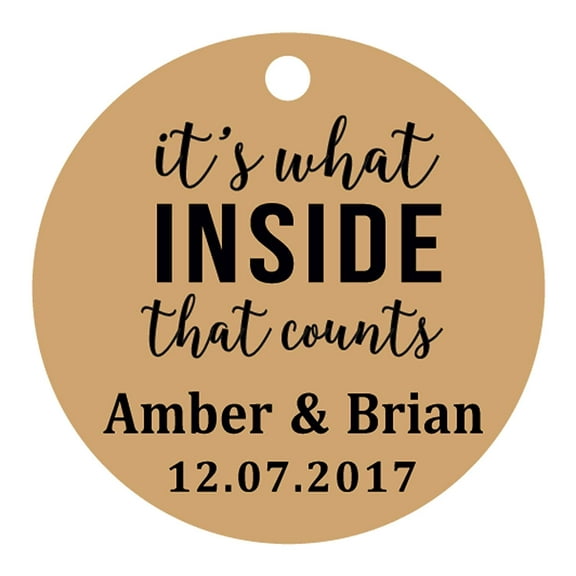 100 PCS It's What Inside That Counts Custom Gift Paper Tags Personalized Round Wedding Favor Hang Tags
