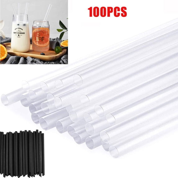 100 PCS Jumbo Boba Straws – 7.5 Inch Extra Wide Plastic Straws for Bubble Tea, Milkshakes & Smoothies, Individually Wrapped