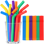 100 PCS Jumbo Plastic Boba Straws - Extra Wide Bendy Colorful Disposable Flexible Boba Smoothie Straws for Bubble Tea, Milkshakes, Tapioca Pearls - 8.5" L 0.47" D
