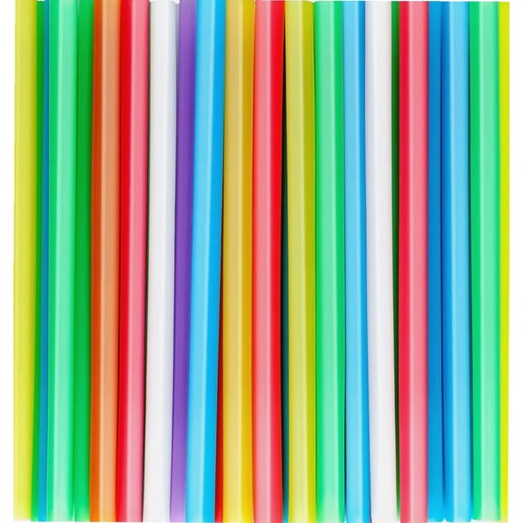 100 PCS Jumbo Smoothie Straws, Colorful Disposable Plastic Milkshake Straw