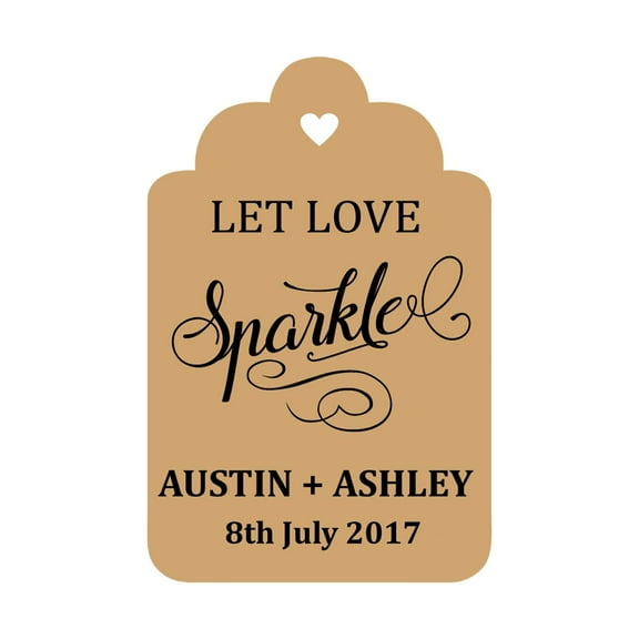 100 PCS Let Love Sparkle Customized Wedding Gift Paper Tags Personalized Wedding Favor Hang Tags