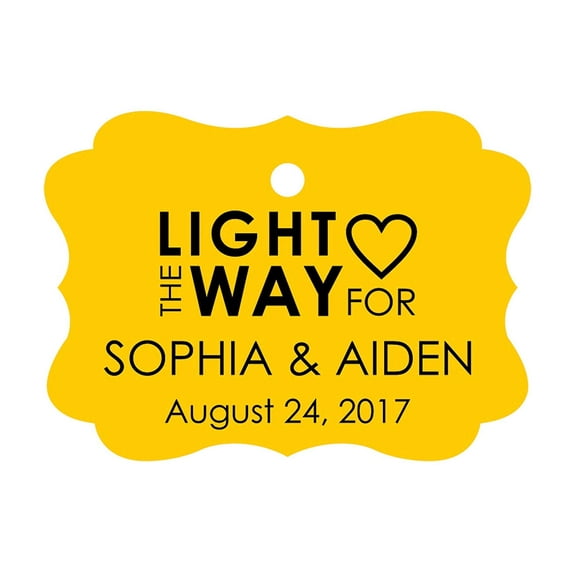 100 PCS Light The Way For Personalized Name Hang Tags Customized Wedding Favor Gift Paper Tags