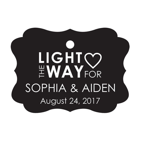 100 PCS Light The Way For Personalized Name Hang Tags Customized Wedding Favor Gift Paper Tags