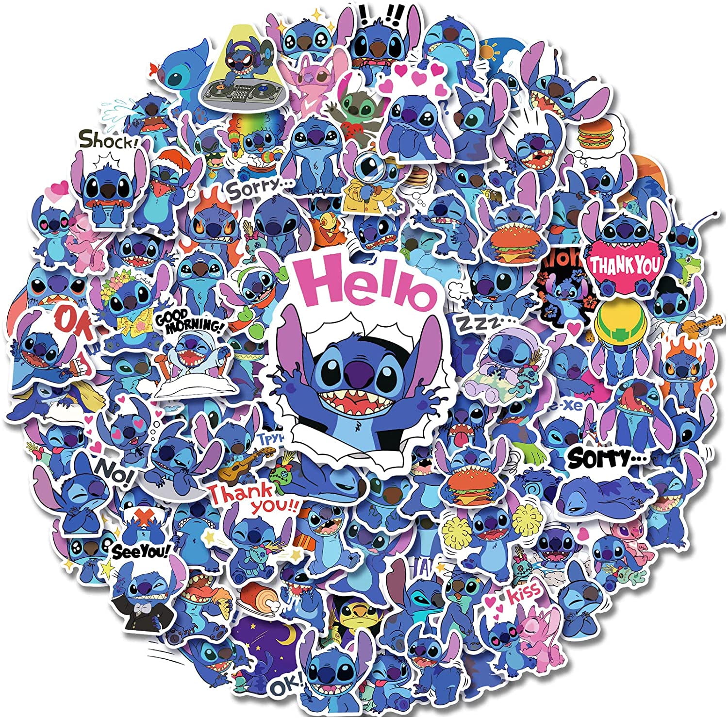 Disney Stitch Stickers 50Pcs Lilo Stitch Cute Cartoon Stickers Scrapbooking  Stickers For Luggage Laptop Notebook Car Toy Phone