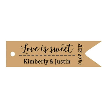 100 PCS Love is Sweet Customized Hang Tags Personalized Wedding Favor Gift Paper Tag