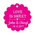 thumbnail image 1 of 100 PCS Love is Sweet Personalized Scallop Edge Wedding Favor Gift Paper Tags Custom Made Hang Tags, 1 of 1