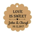 thumbnail image 1 of 100 PCS Love is Sweet Personalized Scallop Edge Wedding Favor Gift Paper Tags Custom Made Hang Tags, 1 of 1