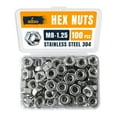 thumbnail image 1 of Hex Nuts Stainless Steel 304 Metric 100 PCS M8-1.25, 1 of 7