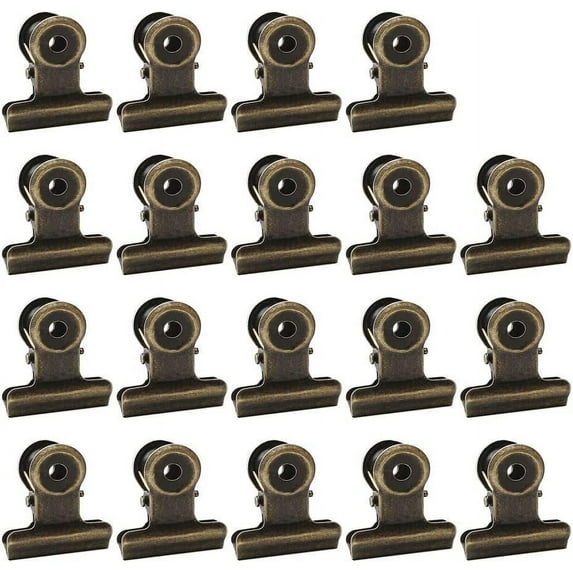 100 PCS Metal Hinge Clips, Bronze Small Bulldog Clips with Hole for Photos, Tags Bags, Shops, Office,Papers and Price Tag (0.87Inch/22mm)