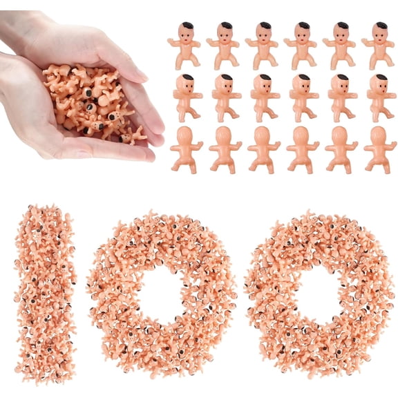 100 PCS Mini Babies for Baby Shower Games, 1 Inch Plastic Babies Bulk for King Cake & Ice Cube, Tiny Baby Figurines for My Water Broke Game