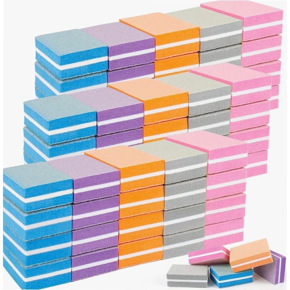 100 PCS Mini Nail Buffer Block, Colorful Nail Art Buffing Sanding Blocks 100/180 Grit Double-Sided Nail Art Buffer Block for Nail Salon Manicure