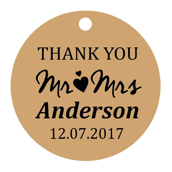 100 PCS Mr & Mrs Personalized Wedding Favor Gift Paper Tags Thank You Custom Made Hang Tags