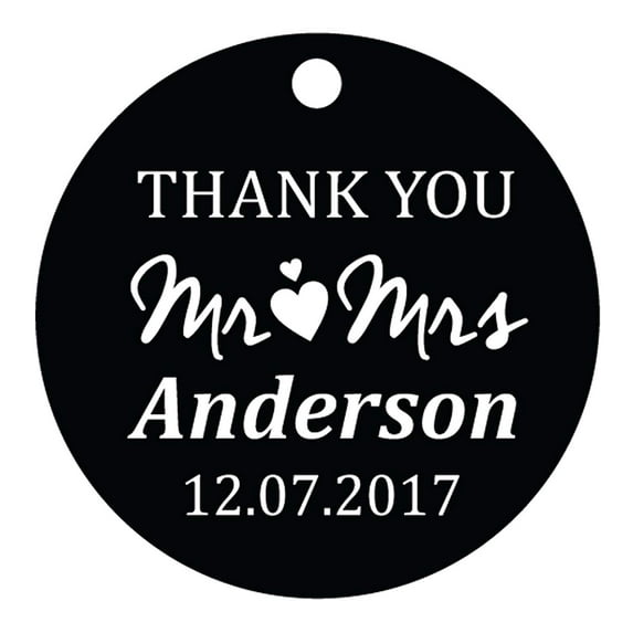 100 PCS Mr & Mrs Personalized Wedding Favor Gift Paper Tags Thank You Custom Made Hang Tags