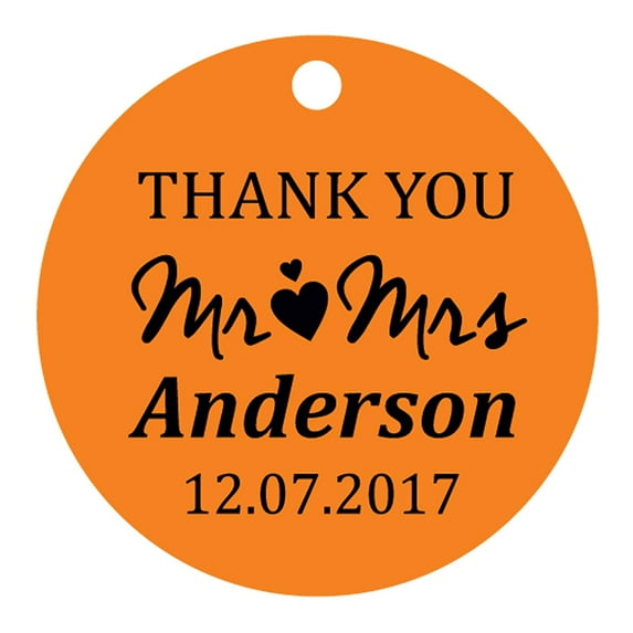 100 PCS Mr & Mrs Personalized Wedding Favor Gift Paper Tags Thank You Custom Made Hang Tags