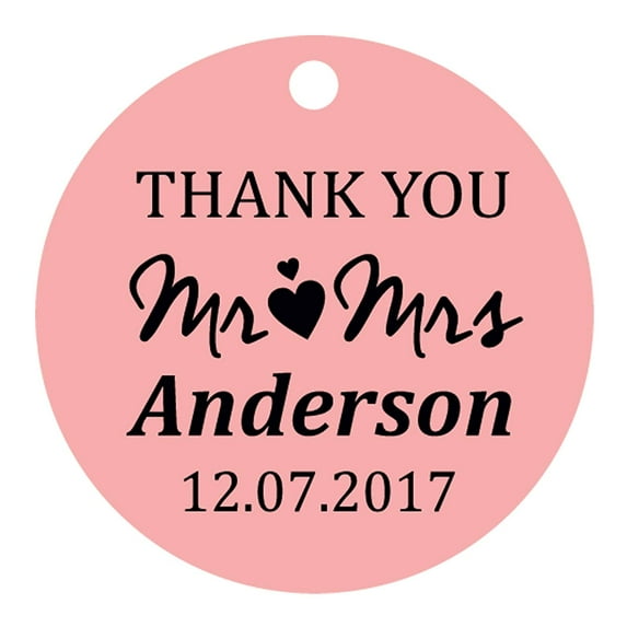 100 PCS Mr & Mrs Personalized Wedding Favor Gift Paper Tags Thank You Custom Made Hang Tags