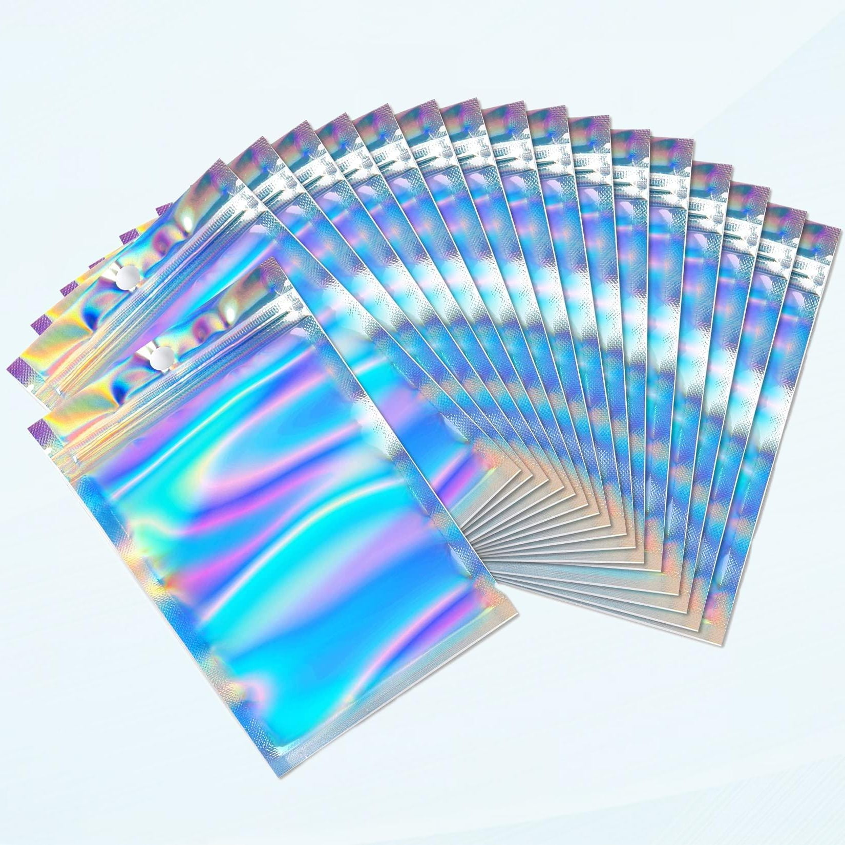 100 PCS Mylar Bags, Holographic Foil Pouch Holographic Bags, Odor Proof