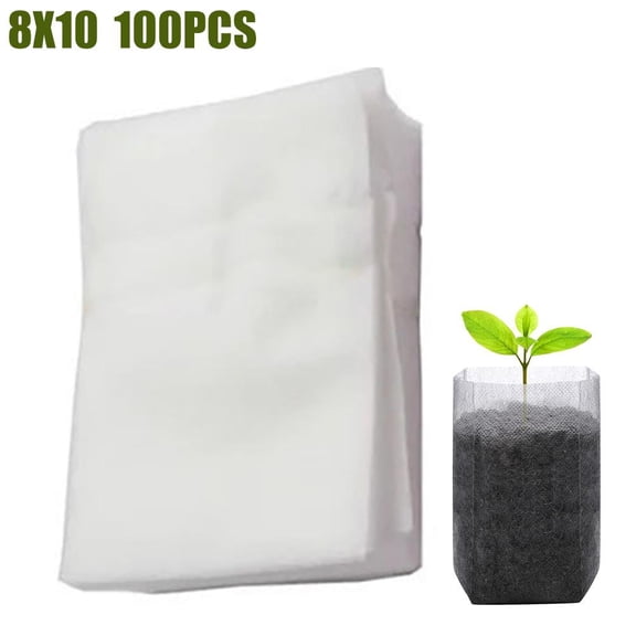 100 PCS Nursery Bags Non-Woven Fabric Seedling Bags Biodegradable for Home Garden Supply Vegetable Flower Tree Saplings Starter Pots Plant Grow Pouches for Indoor Outdoor Transplanting