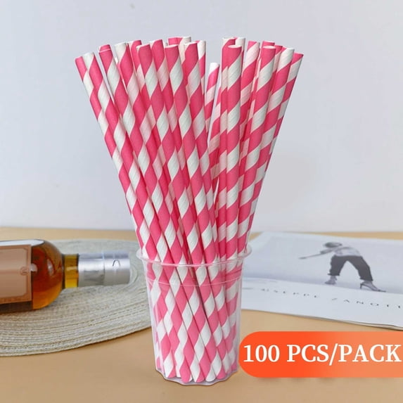 100 PCS Paper Straws, Assorted Rainbow Colors Disposable Drinking Straws for Birthday Carnival Summer Pool Party Wedding Halloween Christmas Decoration Supplies 7.76 Inch