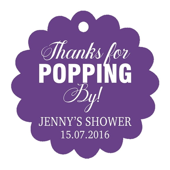 100 PCS Personalized Baby Shower Favors Tags Custom Quote Thank You For Popping By Hang Tags