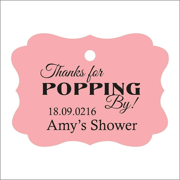 100 PCS Personalized Baby Shower Favors Tags Custom Quote Thank You For Popping Gift Hang Tags