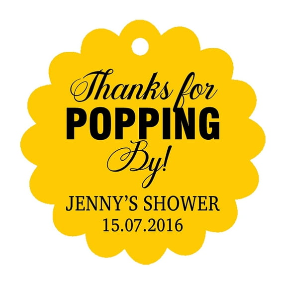 100 PCS Personalized Baby Shower Favors Tags Custom Quote Thank You For Popping Gift Hang Tags