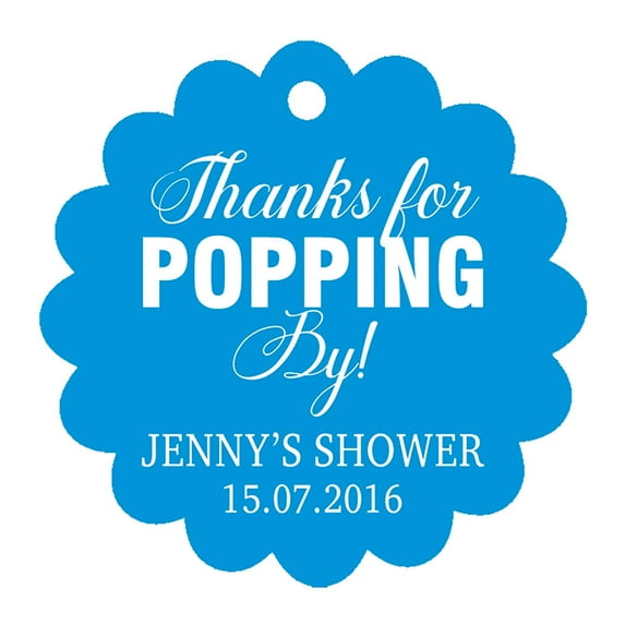 100 PCS Personalized Baby Shower Favors Tags Custom Quote Thank You For Popping Hang Tags