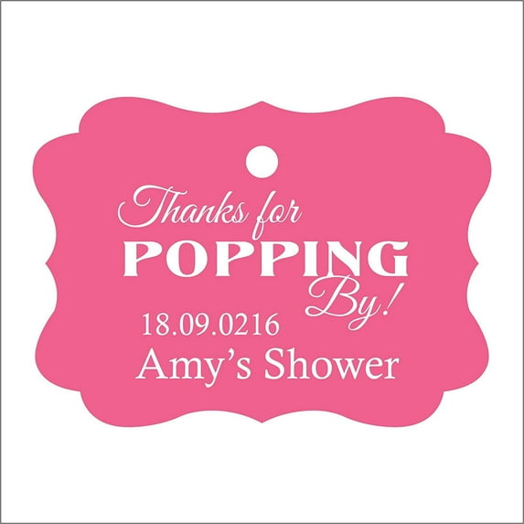 100 PCS Personalized Baby Shower Favors Tags Custom Quote Thank You For Popping Hang Tags