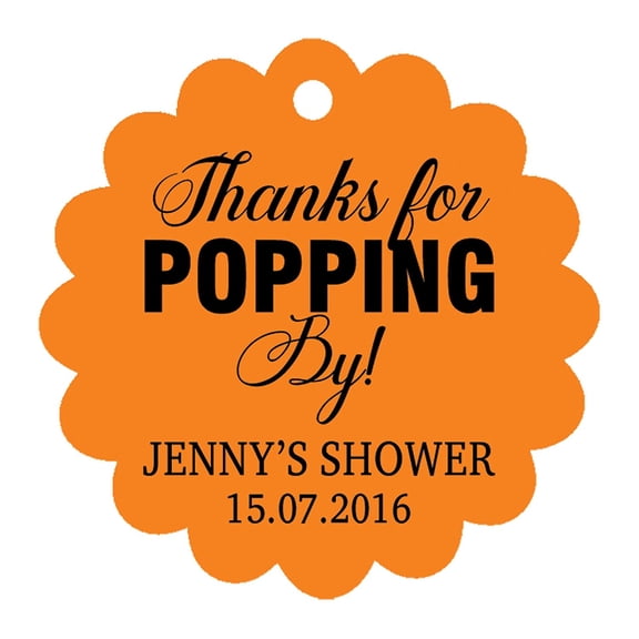 100 PCS Personalized Baby Shower Favors Tags Custom Quote Thank You For Popping Hang Tags