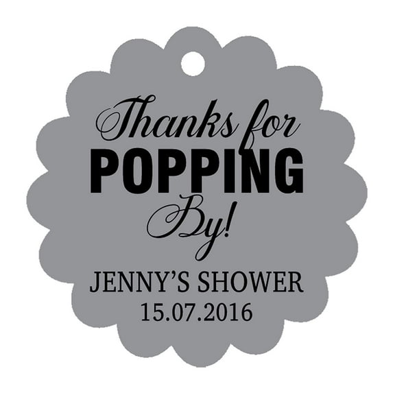 100 PCS Personalized Baby Shower Favors Tags Custom Quote Thank You For Popping Hang Tags